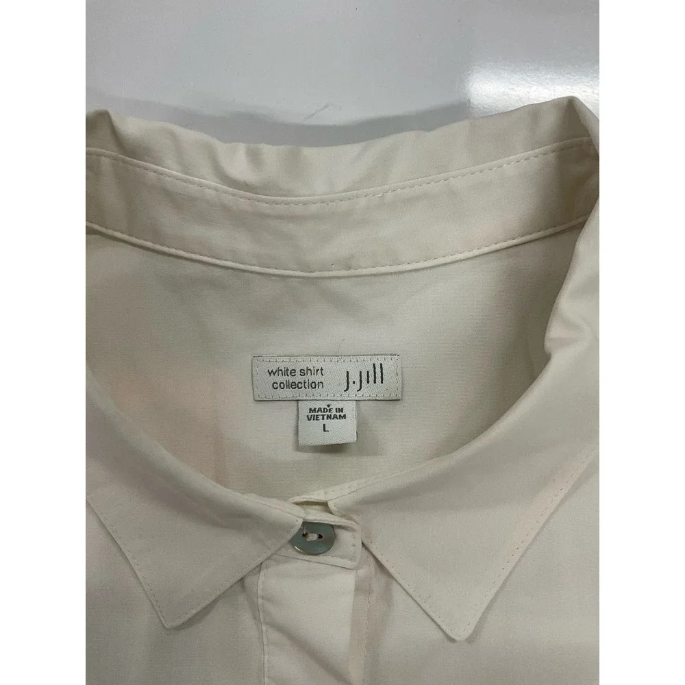 J. Jill The White Shirt Collection L Classic Long Sleeve Unique Button Side Seam - Picture 5 of 8